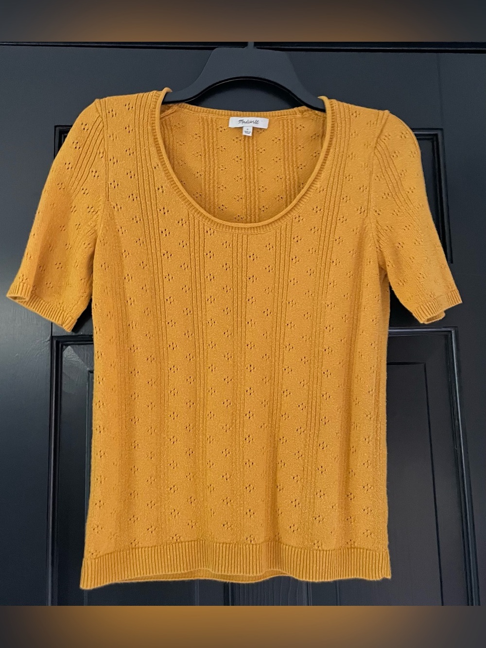 Madewell Pointelle Willford Sweater Tee Small Mustard Color